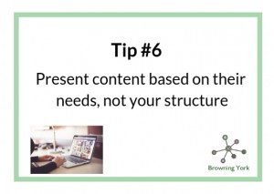 Sign showing Tip #6 content on their needs