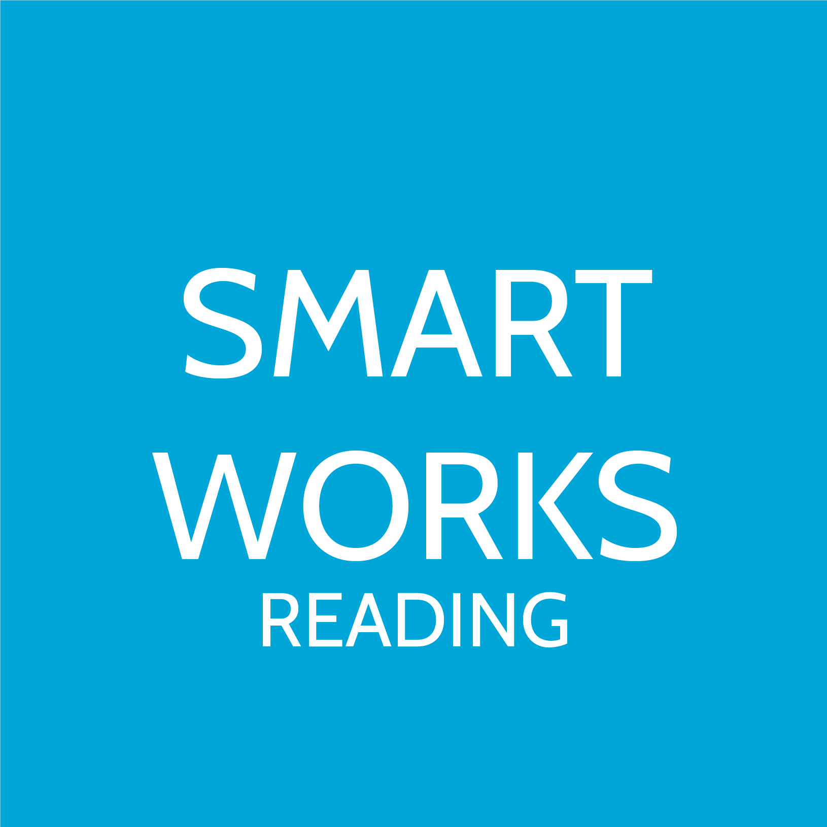 A teal square with the words Smart Works Reading on it in white